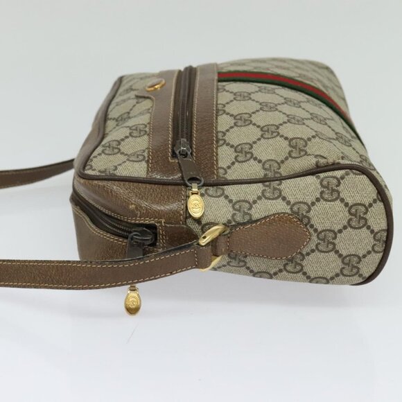 GUCCI GG Supreme Web Sherry Line Shoulder Bag PVC Beige - Picture 5 of 16